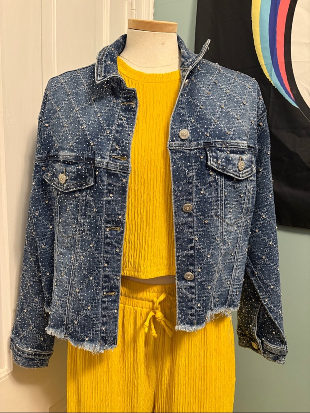 Embellished Blue Denim Trucker Jacket